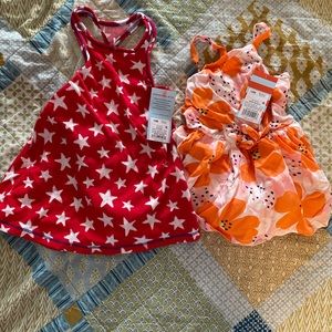 Two (BNWT) Cat & Jack 12 Month Infant Girls Dresses with Bloomers